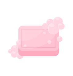 Pink Bar Of Soap With Bubbles For Antibacterial