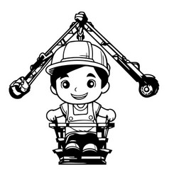 Cute Cartoon Boy In Construction Helmet And