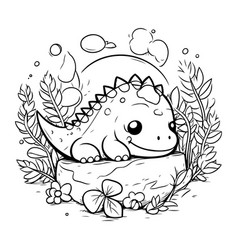 Cute Stegosaurus Dinosaur Sitting On A Log