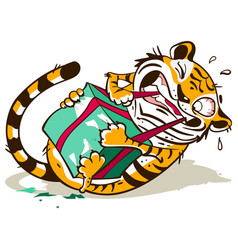 Funny Cute Tiger Rip Open Gift Christmas Box