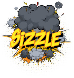 Word Sizzle On Comic Cloud Explosion Background