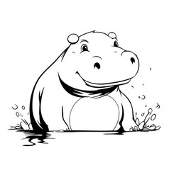 Cartoon Hippopotamus Swimming In The Water