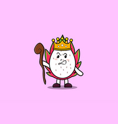 Cute Cartoon Dragon Fruit Mascot As Wise King