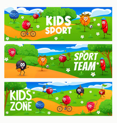 Kids Sport Zone Cartoon Cheerful Berry Characters