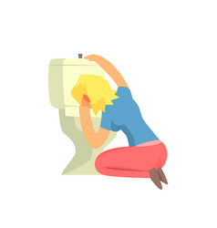 Girl Vomiting In Toilet Nauseous Adult Person