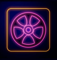 Glowing Neon Alloy Wheel For Car Icon Isolated On