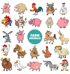 Cartoon Farm Animal Characters Big Set