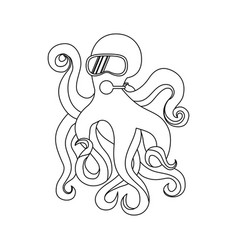 Simple Linear Icon Of Octopus With Diving