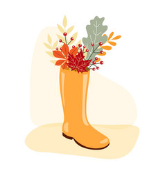 Clipart Of Rain Boot With Leaves