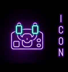 Glowing Neon Line Aircraft Steering Helm Icon