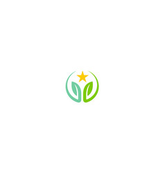Round eco green leaf beauty logo Royalty Free Vector Image