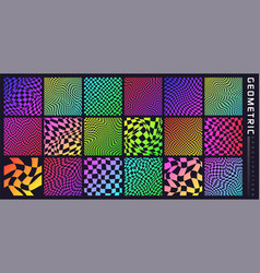 Groovy Checkered Pattern Colorful Distorted Tiled