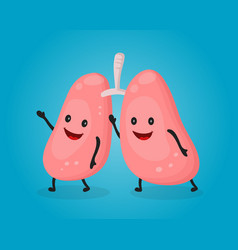 Cute funny smiling doctor and healthy happy lungs Vector Image