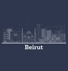 Outline Beirut Lebanon City Skyline With White