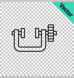 Black Line Clamp And Screw Tool Icon Isolated