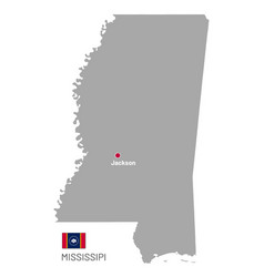 Gray Map Of Mississippi Federal State Of Usa