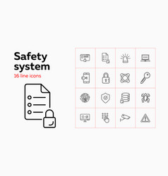 Safety System Line Icon Set Computer Data