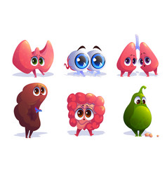 Cartoon Organs Characters Thyroid Eyes Lungs