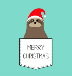 Merry Christmas Sloth Sitting In Pocket Red