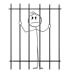 Prisoner Behind Or Jail Bars Cartoon Stick Figure