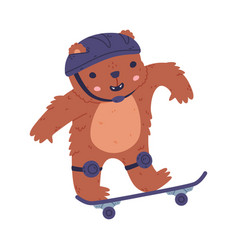 Cute Baby Bear Riding Skateboard Funny Wild