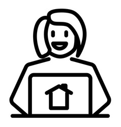 Woman Realtor Line Icon Estate Agent