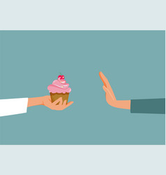 Person On Diet Refusing Cupcake Dessert Cartoon