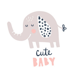 Cute elephant with little hare Royalty Free Vector Image