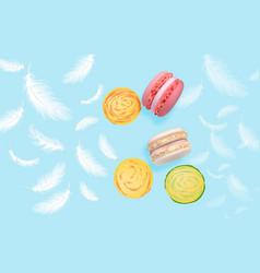 Macaroons And Feather Pattern Realistic