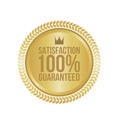 Satisfaction Guaranteed Gold Sign Round Label Vector Image