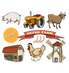 Set Of Retro Farm Icons