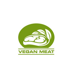 Vegan Meat Steak Icon Vegetable Beef Green Leaf