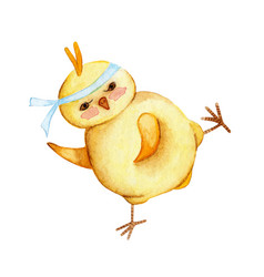 Watercolor Of Funny Yellow Chicken Will Howl