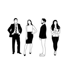 Business People Standing Black On White