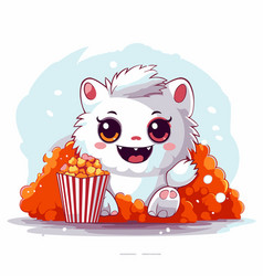 Cute Kawaii Cartoon Dog With Popcorn