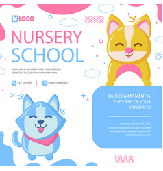 Flat Nursery School Posts Set