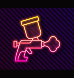 Glowing Neon Line Paint Spray Gun Icon Isolated