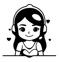 Cute Girl Listening To Music With Headphones In