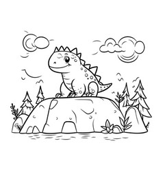 Dinosaur Coloring Page Cute Cartoon Stegosaurus