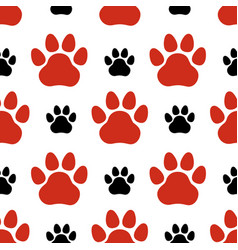 Bright Seamless Pattern With Pet Footprints Red