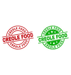 Creole Food Round Stamps With Grunged Surface