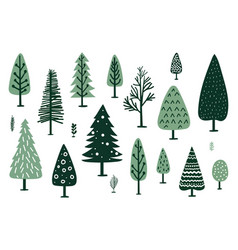 Hand Drawn Christmas Tree Icons Doodles