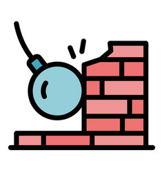 Wrecking Ball On Wall Icon Color Outline