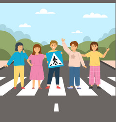 Children On Road Composition