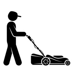 Silhouette Of A Lawn Mower With A Lawnmower In