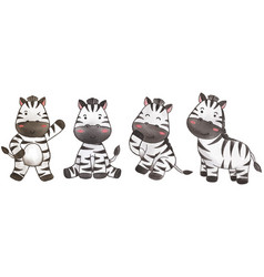 Zebra Watercolor Paint Design Set Of Cute