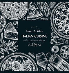 Italian Cuisine Frame Design On Chalkboard Hand