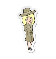 Sticker Of A Cartoon Woman Wearing Sensible Hat