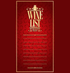 Vintage Design Vine List Long Red Menu