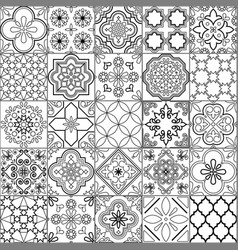 Azulejo Tiles Seamless Pattern Set Line Art